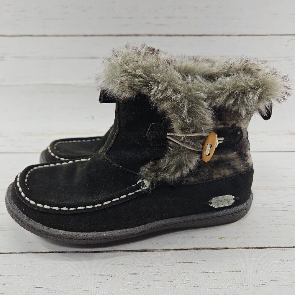 Woolrich Pine Creek Womens 6 Brown Suede Leather Faux Fur Ankle Boots Pull On